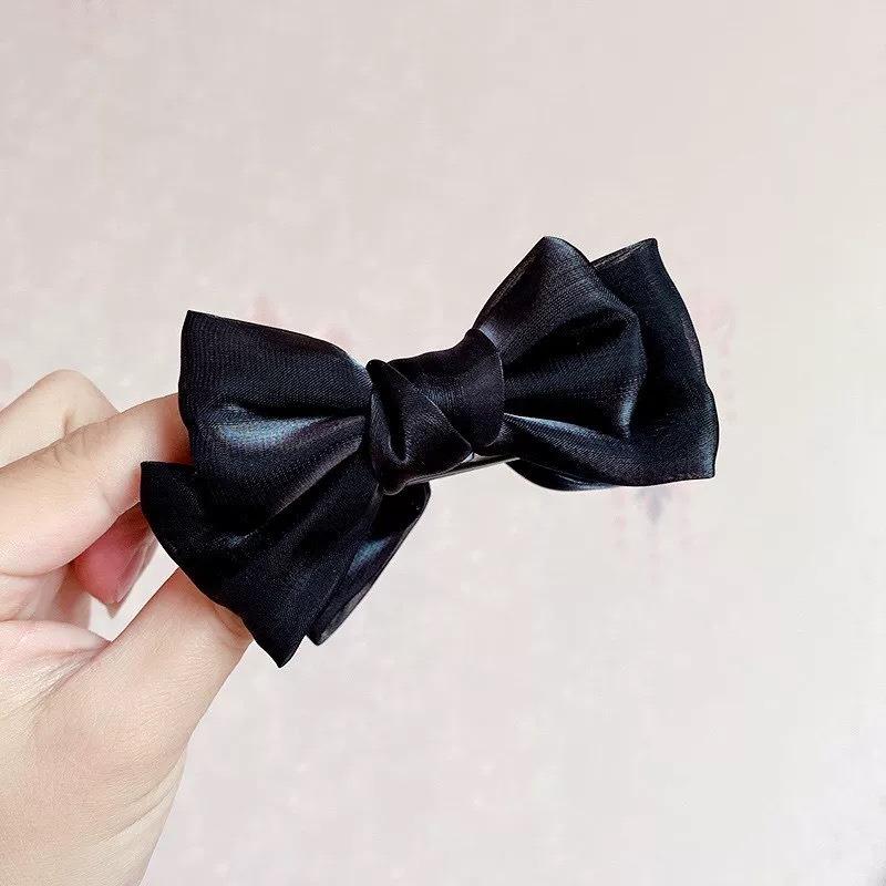 

Осенне-зимние шерстяные заколки-банты для волос женские заколки для волос-пучков заколки-акулы для конского хвоста заколки для волос с леопардовым принтом Bow Bun clip - Black