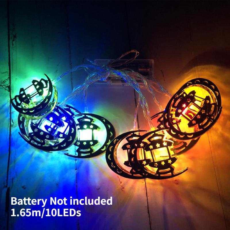 Ramadan Eid Mubarak LED String Lights 1.65m/10leds Battery Operated Moon Star Castle Lamp For Raya Wedding Party Home Decoration