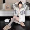 Women's Soft Striped Knitted Cardigan - Unique Lazy Style Sweater Coat for Spring & Autumn 2024