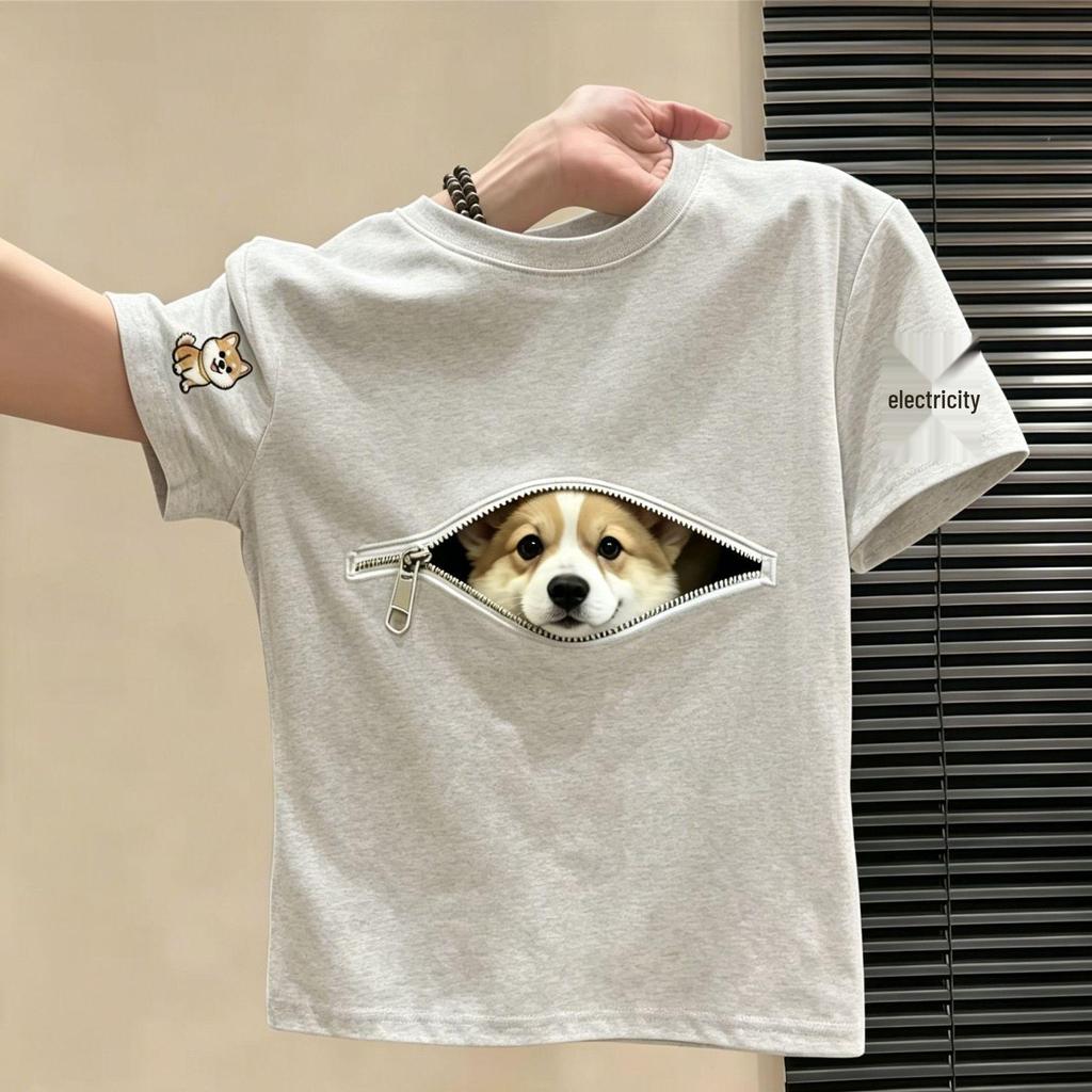 Chic Cartoon Print Cotton Summer T-Shirt for Toddlers & Boys