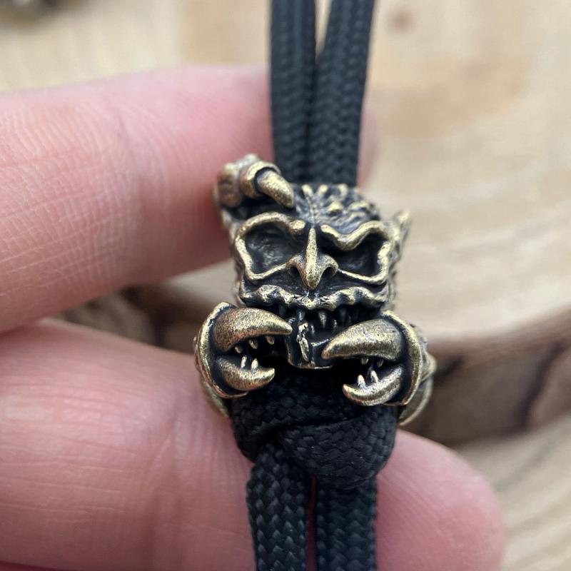 Scorpion Skull Brass Knife Bead Edc Outdoor Diy Paracord Handmade Woven Lanyard Pendant Umbrella Rope Bracelet Charm Accessories
