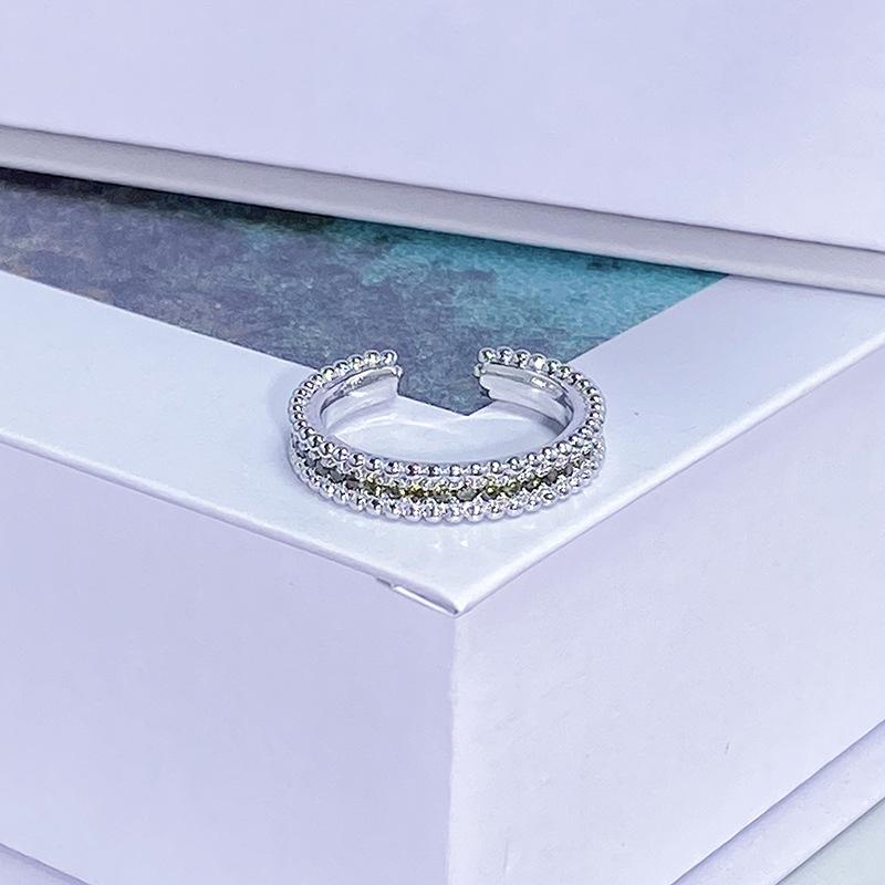 Light Luxury Color Treasure Cool Feeling Green Super Fairy Super Flash Full Diamond Inlaid Zir*****Pening Ring Small Cool Senior Ring Woman