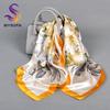 Blue Floral Silk Scarf Hijab Ladies Fashion Sweet Square Spring Summer Scarves Fouldard Fall Winter Square Satin Scarves
