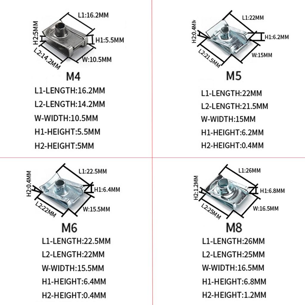 10 sztuk M4/M5/M6/M8 304 nakrętka klipsa ze stali nierdzewnej/trzcina U nakrętki prędkość klips zapięcie różne zestawy stalowy klips nakrętka do motocykla samochód