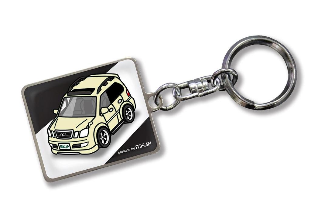 Custom Keychain Toyota Land Cruiser Cygnus UZJ100W HDJ101K Black Car Cream Base Color