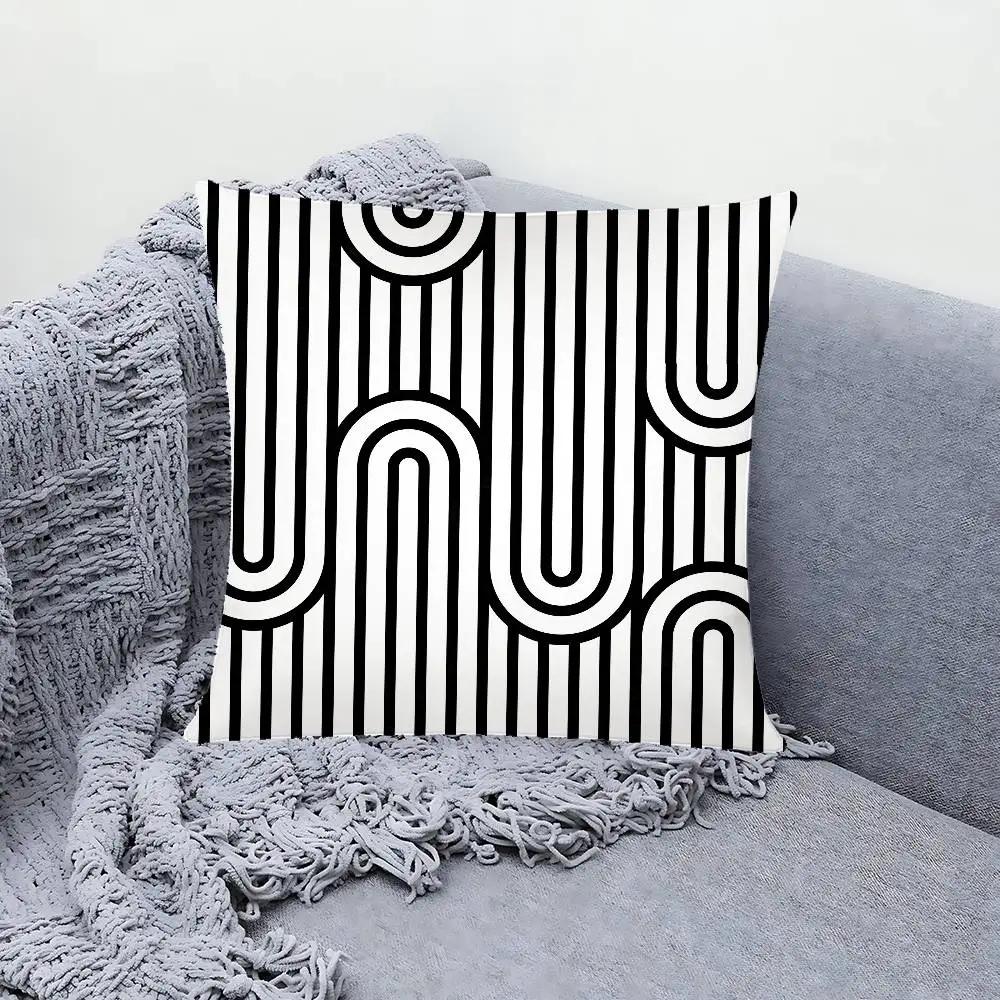 Striped Pattern Pillow Case Cushion Cover Soft Cute Throw Pillow Case For Car Sofa Pillowcase Polyester With Zipper