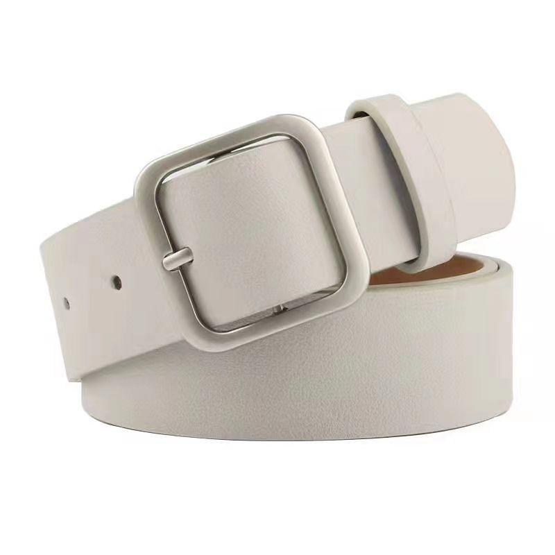 Womens Korean Stylish Vintage Pu Leather Belt Featuring Square Buckle Design