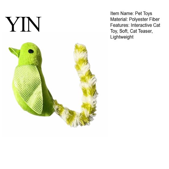 Soft Feather Kicker for Kittens Simulated Bird Cat Toy with Built-in Bell And Wing, Plush Bells Long Tail Interactive Teaser, Boredom Relief