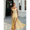 Off Shoulder Slit Evening Gown Slim Fit Irregular Mermaid Hem Party Dress