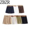 Zbzr Spring New Women Clothes Western Style Fashion With Belt Vertical Versatile Casual Large Shorts 8649767