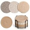 8 Cotton Rope Woven Placemats and Coasters: Handcrafted, Minimalist Coasters with a Japanese-Style Table Setting