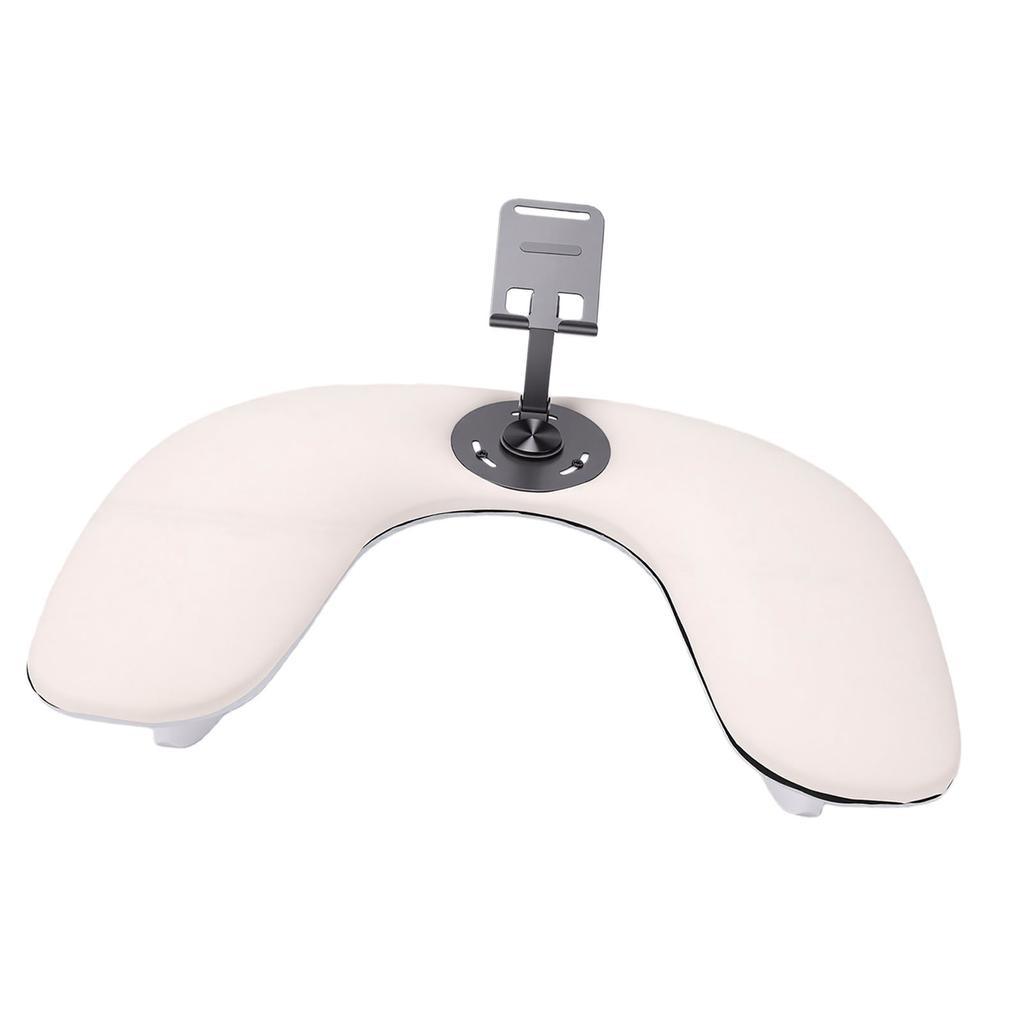 Nail Arm Rest for Nail Tech with Phone Holder U Shaped Manicure Hand Rest Tilted for Salon Home Use White