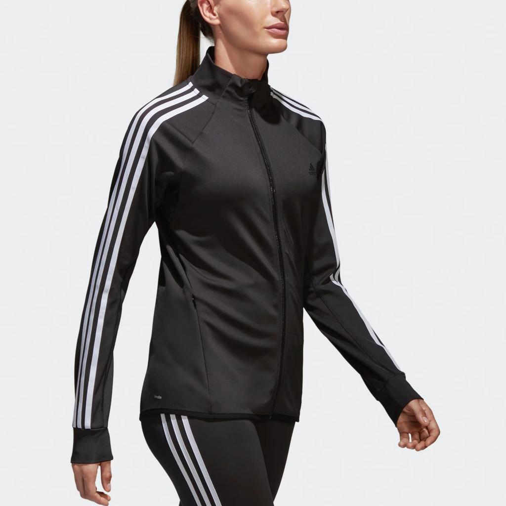 Adidas Training Knitted Striped Long Sleeve Jacket Women Jackets Black BK7680