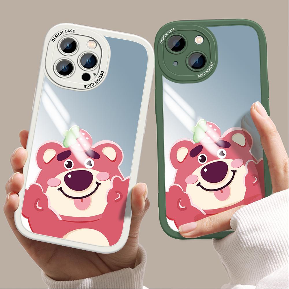 

Милый диснеевский ультратонкий зеркальный чехол с изображением медвежонка и клубники, противоударный защитный чехол для камеры с полным покрытием для Huawei Honor