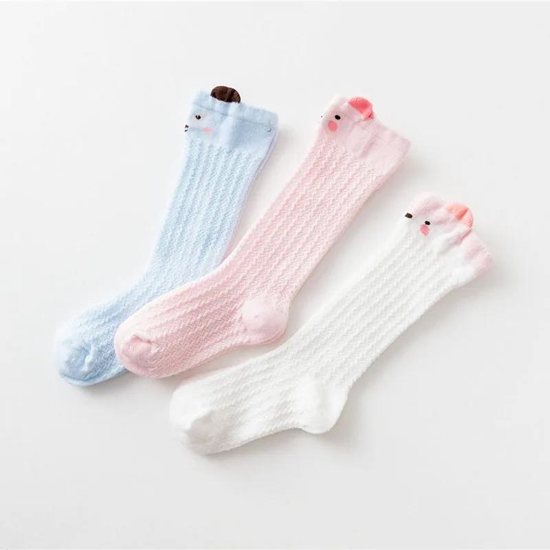 Cartoon Animal Baby Calf Socks Summer Breathable Mesh Cotton Infant Boys Girls Knee High Socks Cute Soft Elastic Toddler Long Socks