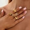 Ingemark 5 Pcs/Set Vintage Gold Color Irregular Geometric Opening Rings Women Fashion Exquisite Adjustable Finger Rings Jewelry