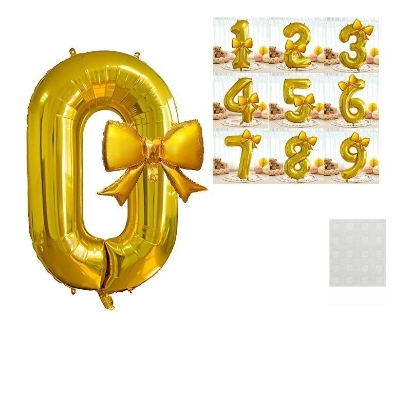 Pink Bows Number Foil Balloons 32Inch Cream Beige Number Digit Balloons with Pink Bows for Birthday Coquette Themed Party Decor
