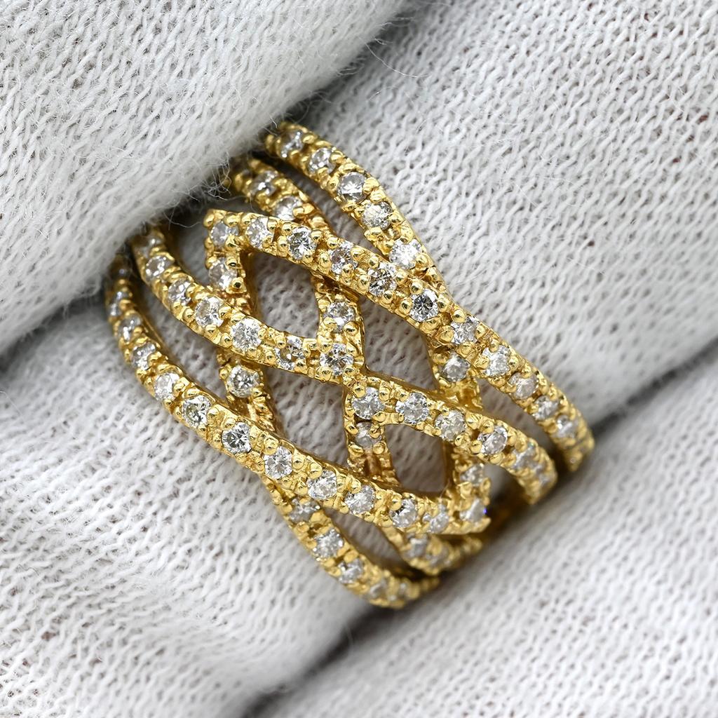 NON BRAND - Mesh DiamondRing ring 18K Yellow Gold/diamond #12(JP Size) Array