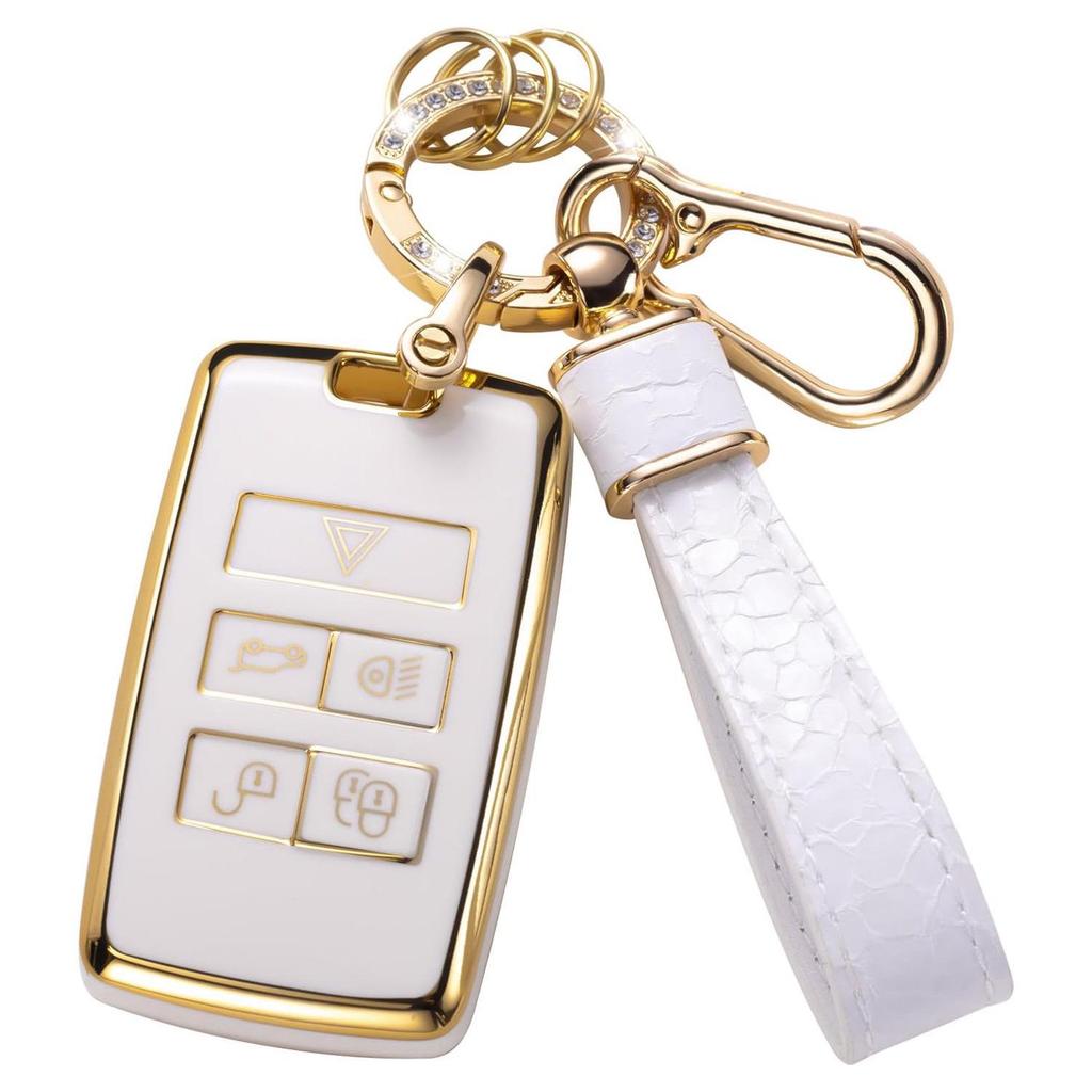 Gold-Edged Key Cover Pendant with Stone Pattern Keychain for Cars - Cross-Border Bestseller