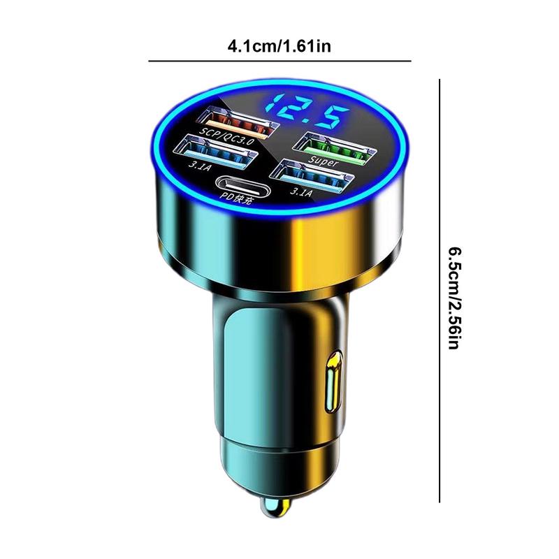USB C Autoladegerät Schnellladung Auto-Schnelllader Schnelles Autoladegerät mit Kopf Mehrport-Legierung Multifunktionales USB-Autoladegerät für