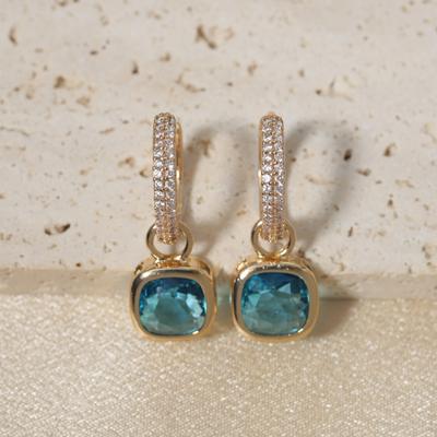 Fashion Square Dangle Earrings for Women Zirconia Earring Jewelry Wedding Party Accessories