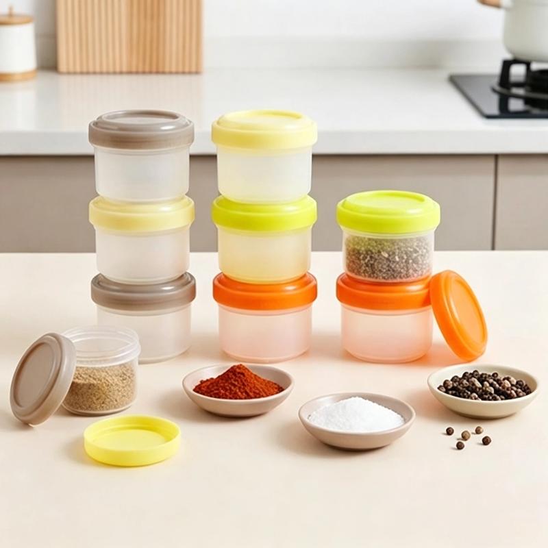 4Pcs Small Stackable PP Mini Storage Jars Airtight Leakproof Lids Portable for Spice Baby Food Camping Use
