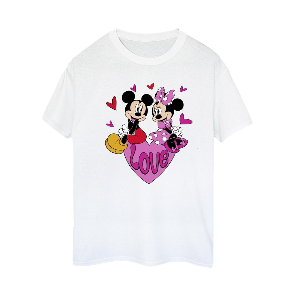 Disney Damen/Damen Liebesherz Mickey & Minnie Maus Baumwolle Boyfriend T-Shirt