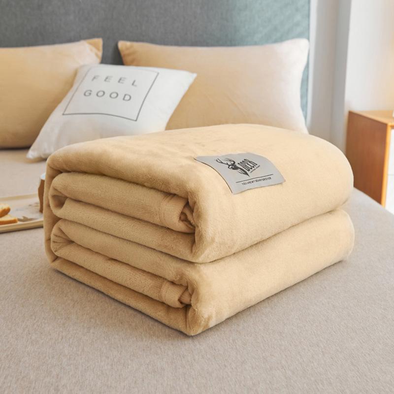 Plush Double-Sided Coral Fleece Blanket for Single Student Dormitory