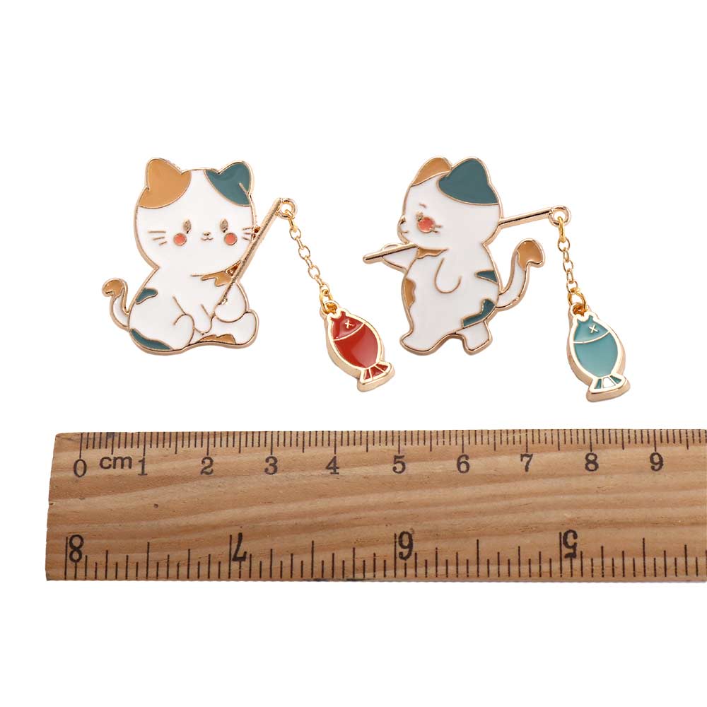 Jewelry Accessories Decoration Funny Cats Cat Brooch Badge Pin Enamel Brooch Cat Fishing Brooch