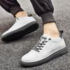 Men's Height-Increasing Platform Sneakers - Thick Sole, Cowhide White, Low-Top, Casual Sports Shoes for Spring