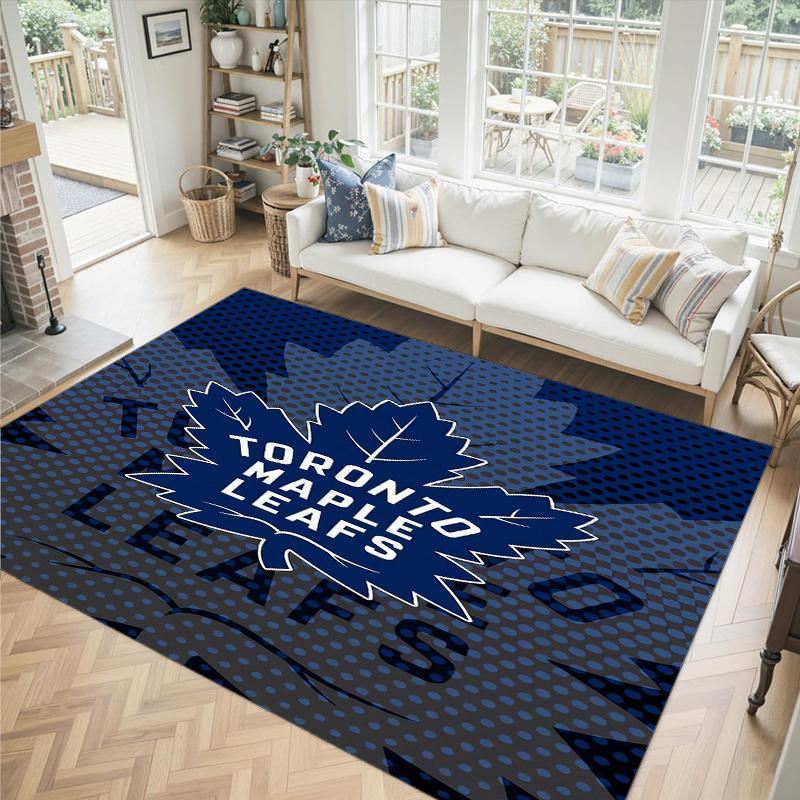 Toronto Maple Leafs Design Crystal Velvet Carpet Cozy Non?Slip Printed Rug For Bedroom Living Room Entrance