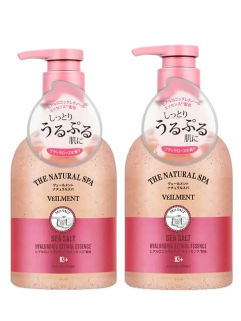 Veilment Natural Spa Sea Salt Body 400ml x 2 Bottles Rose Korean Cosmetics Scrub-in Soap, (Black Scent)