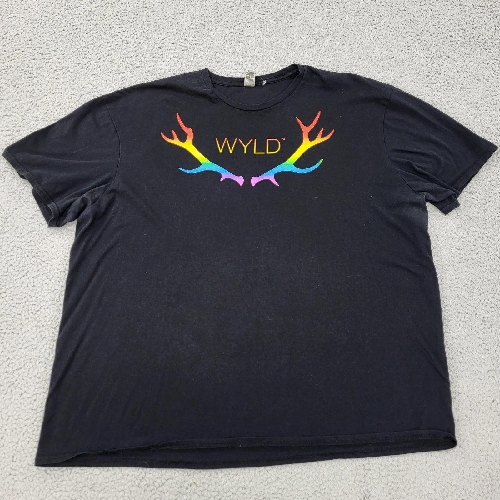 

WYLD Shirt Mens 2XL XXL Black Rainbow Antler Graphic Gildan XL