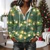 Women's Long Sleeve Christmas Print Hoodie Pullover Top with