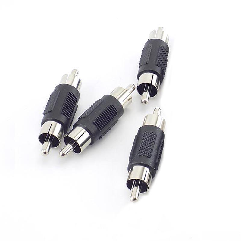 4 Pcs/lot Dual RCA Male To Male RCA Coupler Connector Adapter AV Cable Plug CCTV Connector Video Audio