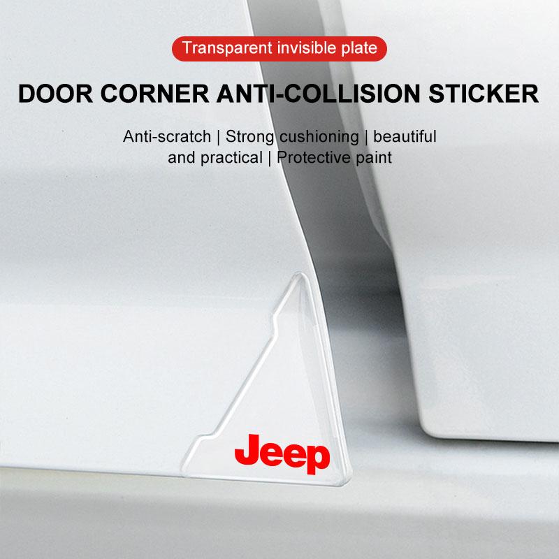 2Pcs Transparent Car Door Corner Cover Anti-Scratch Protection Sticker For Jeep Renegade Wrangler JK JL Grand Cherokee Compass Patriot