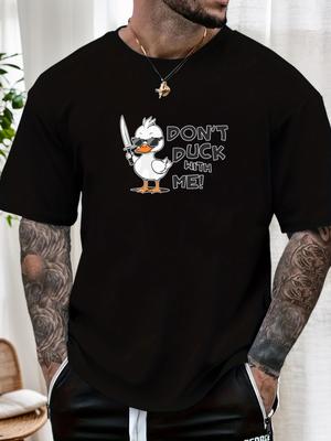 Mens DONT DUCK WITH ME Duck Print Cotton TShirt Short Sleeve Relaxed Fit Soft Breathable Classic Casual Daily Wear Trendy Top