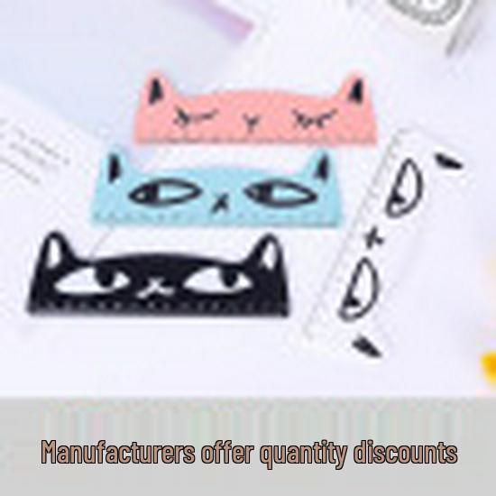 Korean Cartoon Cat Wooden Stationery Ruler - 15cm Cute, Colorful, and Creative for Students and Drawing Journals