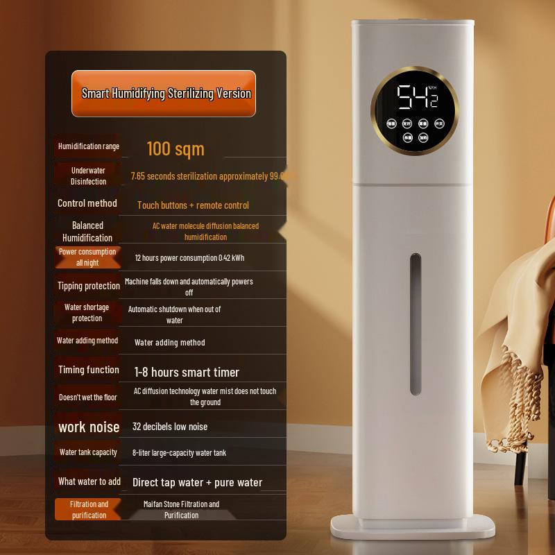 Quiet Floor-standing Humidifier for Home, Bedroom, and Nursery with Sterilizing and Air Purification