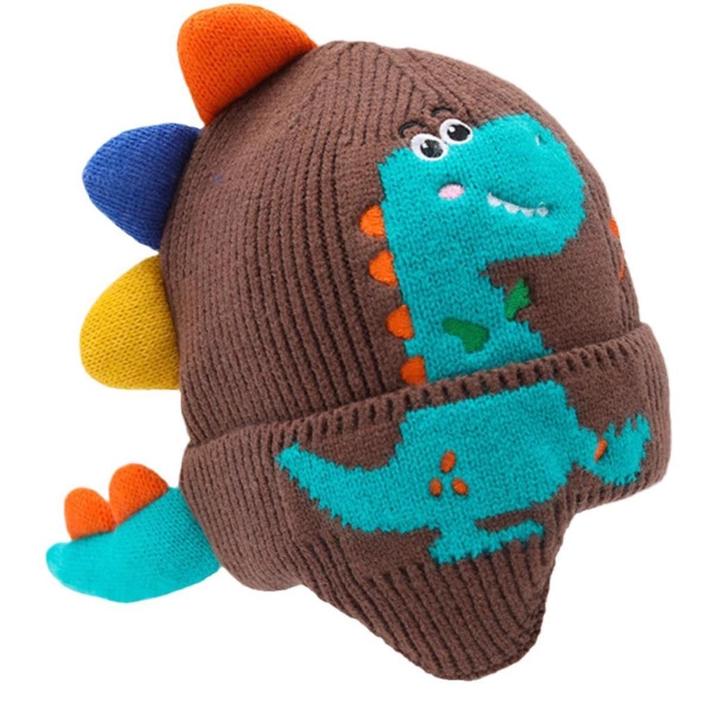 Autumn and Winter Children's Dinosaur Woolen Hat Cute and Super Cute Knitted Hat Windproof Ear Protection Hat Baby Thickened Warm and Cold Hat