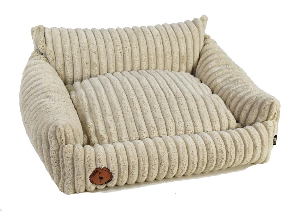Fluffy Beige Striped Bed - 80cm X 70cm