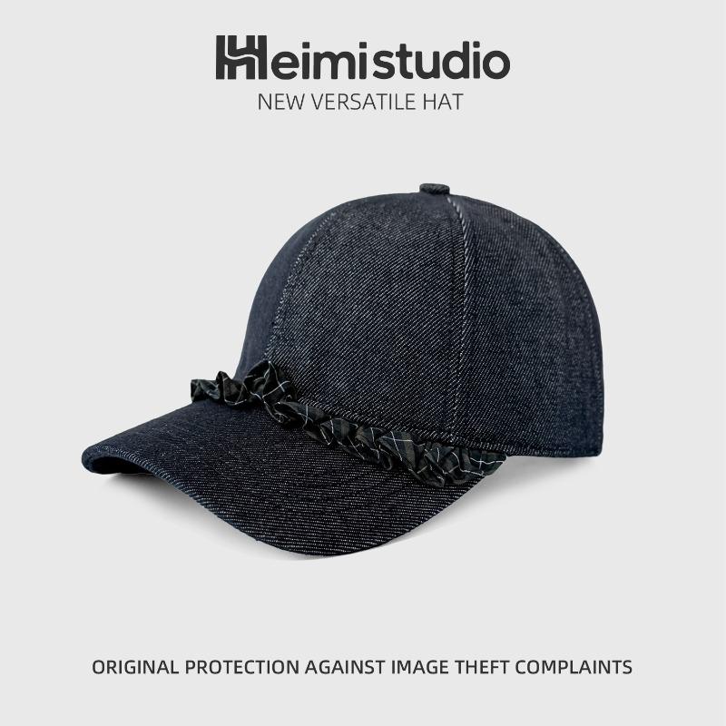 25 early autumn new high-quality washed denim lace baseball cap children's retro face cap