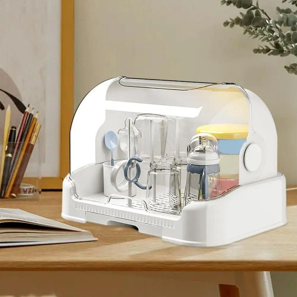 Plastový sušák na kojenecké lahvičky s krytem Sušička Prachotěsná krabička na lahvičky Úložná krabička na kojenecké lahvičky