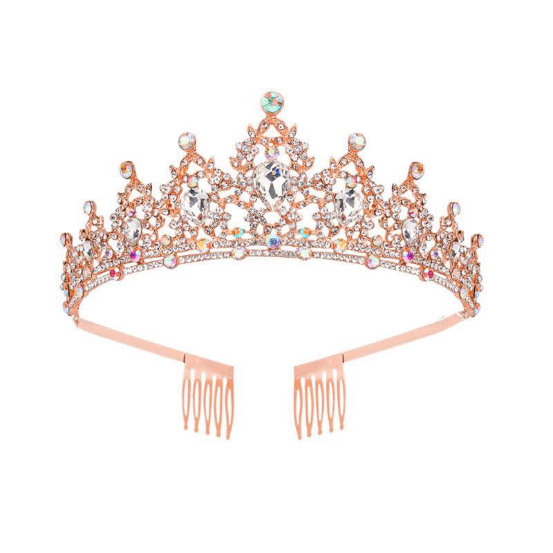 Jewel Bride Bridesmaids Comb Crown Baroque Birthday Wedding Banquet Headwear Crown Headband