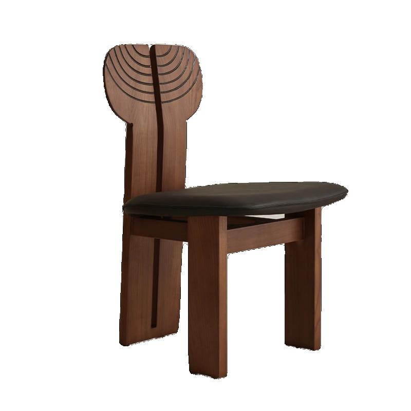 Luxury Walnut Dining Chair High-End African Wood Seat Designer Rustic Backrest Vintage Table Stool for Home