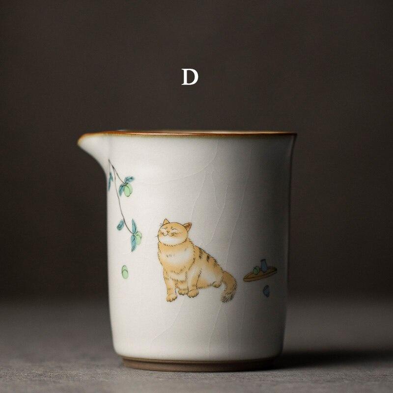 300ml Ru Kiln Fair Cup Cute Cat Tea Divider Ceramic Even Cup Gong Cup