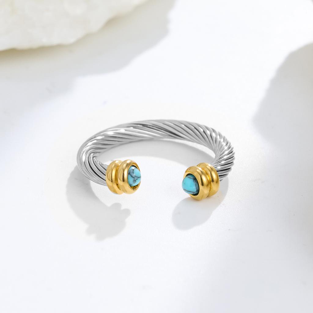 Stainless Steel Adjustable Ring for Women Colorful Crystals 18K Gold Color Rings Luxury Jewelry High-Quality Fashion Accessies