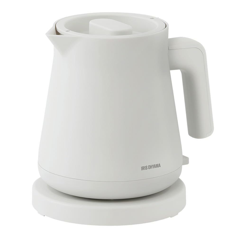 

hot water from tipping Iris Ohyama electric kettle 800ml 1250W Speed boiling Dry heating prevention Automatic power off Safe and secure Simple Easy to білий