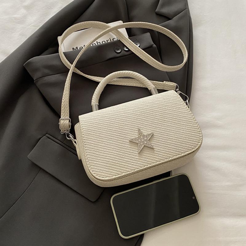 Starry Diamond Chain Texture Crossbody Bags Women Fashion Shiny Star Small Square Hand-held Shoulder Bag Lady Commuting Handbags