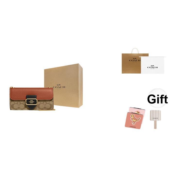 Coach Morgan 20 Classic Monogram Snap Closure Leather Small Square Handbag Women handbag Khaki Brown CF475-IME7V